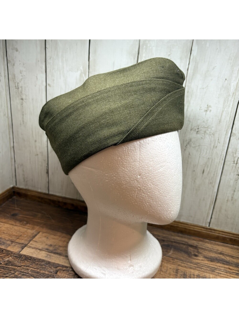 WW2 1943 US Army Military Overseas Garrison Side Cap No Piping Wool Size 7 1/8
